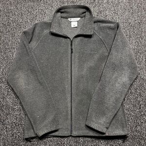 Columbia Full Zip Fleece Jacket Womens Large Gray Soft Outdoor Lightweight Layer